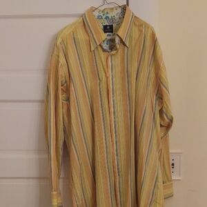Men's Yellow Striped Button-Down Shirt